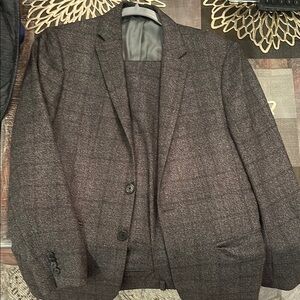 Brown checkered wool banana republic Reda suit 38s jacket 32x30 trousers